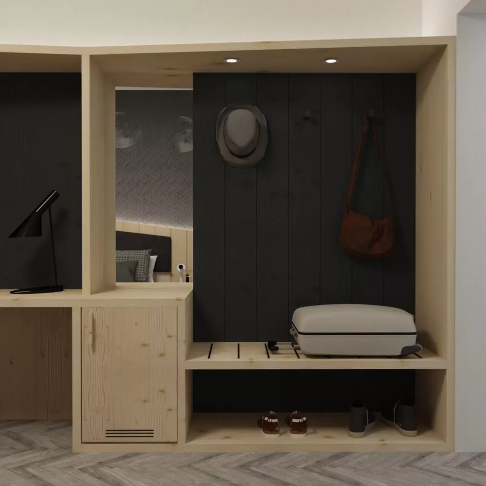 Panca portavaligie per camere albergo 