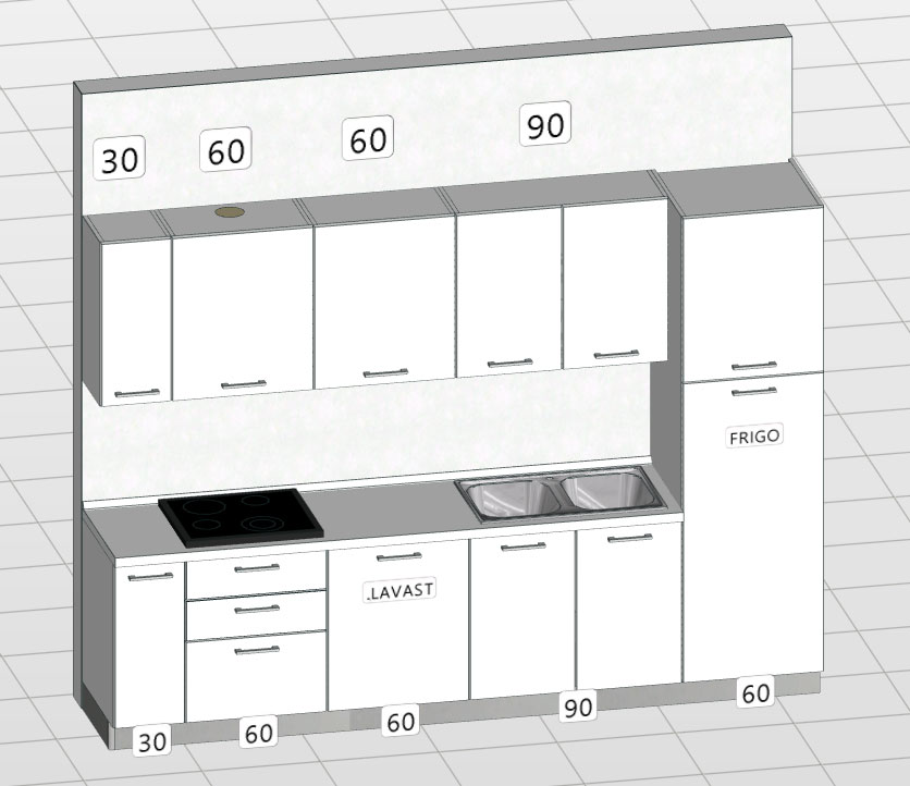 cucina moderna lineare 3 metri con lavastoviglie