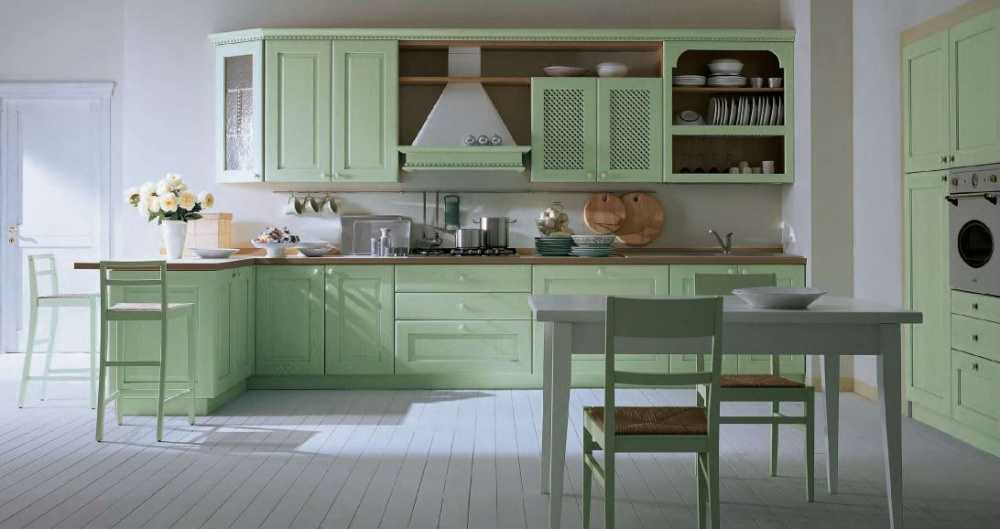 Ambiente cucina dal colore verde